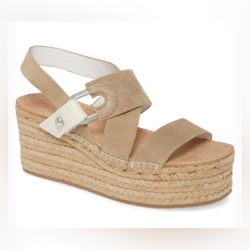 New nwot Rag & bone August Suede And Leather Espadrille Sandals Taupe 37.5 7.5 - Picture 3 of 12